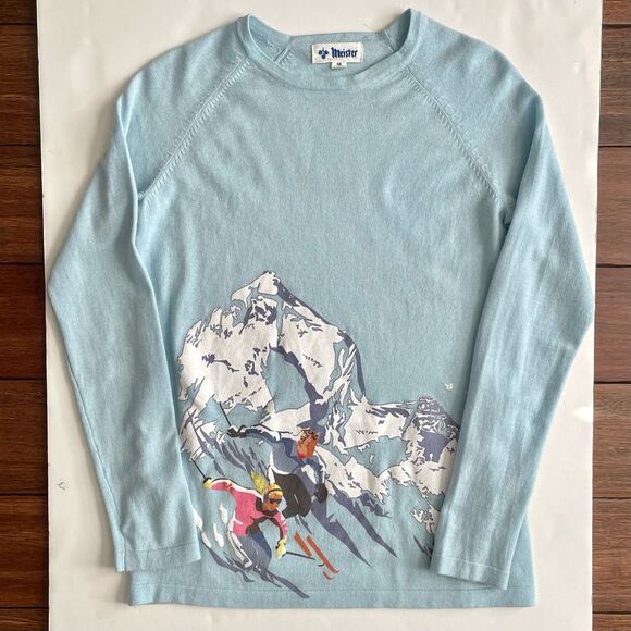 Meister Montage Winter Ski Blue Wool Spandex Blend Sweater Size M - Picture 3 of 10